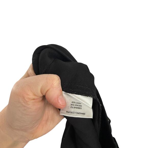 Eileen Fisher Black Linen Blend Cargo Pants Utility Lagenlook Y2K Womens 10 - Picture 6 of 7